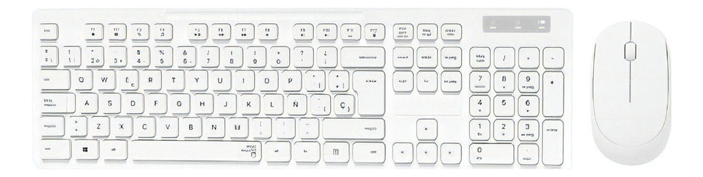 Kit De Teclado E Mouse S/fio Wireless Branco Abnt2