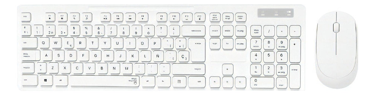 Kit De Teclado E Mouse S/fio Wireless Branco Abnt2