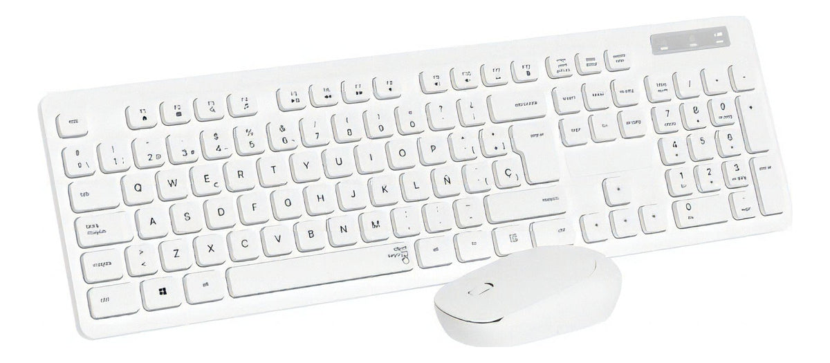 Kit De Teclado E Mouse S/fio Wireless Branco Abnt2