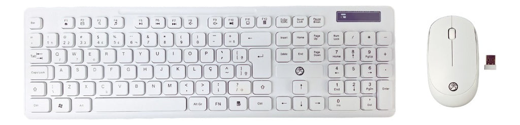 Kit De Teclado E Mouse S/fio Wireless Branco Abnt2
