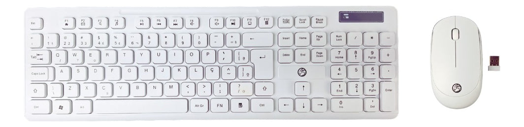 Kit De Teclado E Mouse S/fio Wireless Branco Abnt2