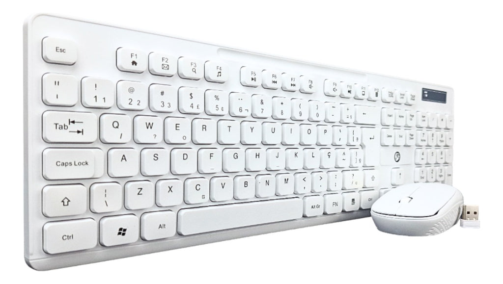 Kit De Teclado E Mouse S/fio Wireless Branco Abnt2
