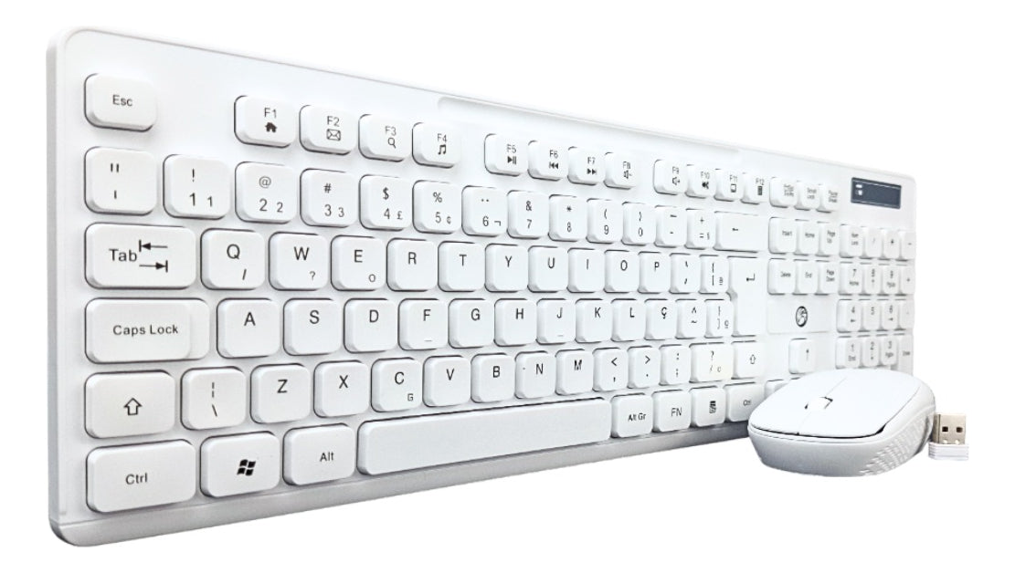 Kit De Teclado E Mouse S/fio Wireless Branco Abnt2