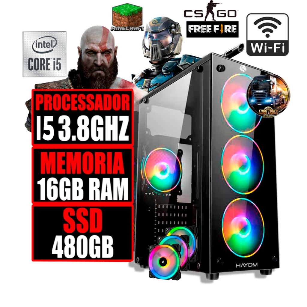 Cpu Gamer Barato I5 8gb Ssd 480gb Wifi + Fonte + Placa de Video