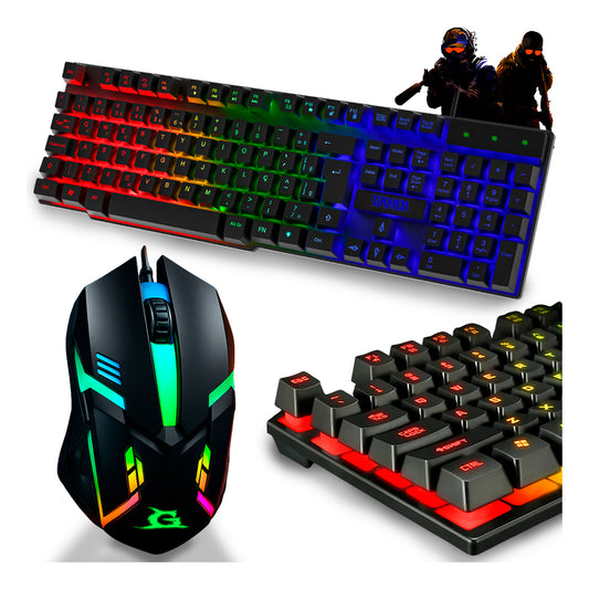 Teclado E Mouse Gamer Rgb Jogos Semi Mecanico Retroiluminado